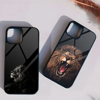Dzīvnieku Lauva Telefonu Gadījumā PC+TPU Iphone Apple 12 Pro Max 11 13 14 Mini 6S 8 7 Plus X Xs XR 2020. gadam, Triecienizturīgs Aizmugurējo Vāciņu