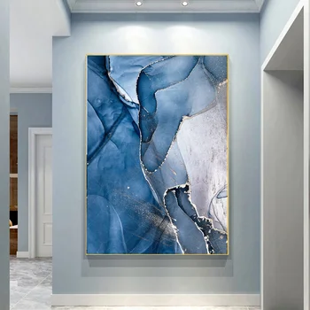 Dzīvojamā Istaba Dekori Pelēks Zils Abstraktu Modernās Mākslas Audekla Glezna, Plakāts Modes Mākslas Drukāt Mūsdienu Skandināvu Sienas Attēlu