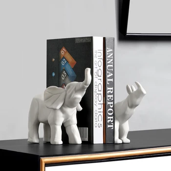 Eiropas stila Balts Zilonis, Degunradzis Skulptūru Rotājumu Anotācija Dzīvnieku Modelis, Veranda Grāmatu plaukts Rotājumu Sveķu Zilonis, Degunradzis, Amatniecības