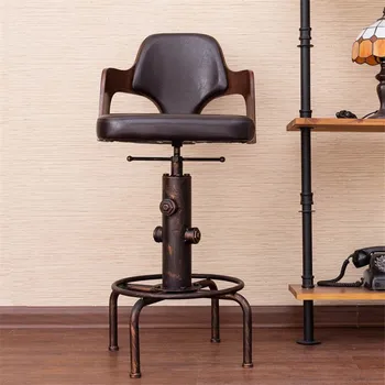 Eiropā Retro Stila Augstums Regulējams Bāra Krēsls Ar Kāju Paliktni Koka Atzveltni Grozāmos Bāra Krēsls Skaitītājs, Kafijas Pub Krēslu Barstool