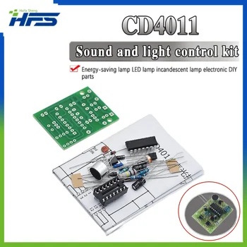 Enerģijas Taupīšanas Lampa LED Kvēlspuldze CD4011 Skaņas un Apgaismojuma Vadības Slēdzis Komplekts DIY Daļas Balss Kontroles Modulis