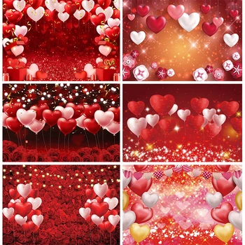 Fons Valentīna Diena, Mīlestība Balonu Sirdis Modelis februāris 14 Foto Fona Fotogrāfija Sarkanu Rožu Puse Rotājumi Banner