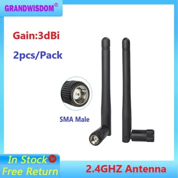 GWS 2gab 2.4 G Fold black Antenas 3dbi SMA Male wlan wifi 2.4 ghz netcard iot modulis maršrutētājs tp link signāla uztvērēju antena