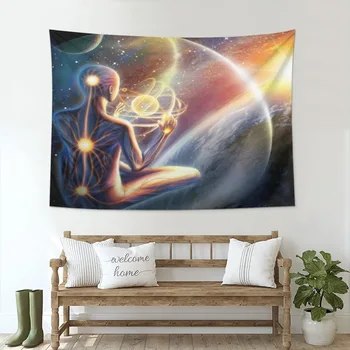 Garīgā Fantasy Psychedelic Gobelēns Kosmiskās Enerģijas Trippy Kosmosa Enerģijas Mandala Sienas Karājas Dekoru Boho Plakātu, Dāvanu