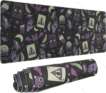 Gothic Lielu Gaming Mouse Pad Black Purple Ragana Peles Paliktnis Spooky Halovīni Ragana Goth Galda Piederumi Dekori 31.5 X 11,8 Collas