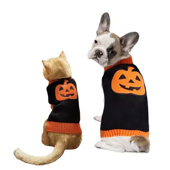 Gudrs Suns Trikotāža Pet Apģērbs, Bieza, Augsta Apkakle Bieza XS/S/M/L Pet Halloween Kostīmu Mīksto Pet Ķirbju Džemperis Pet
