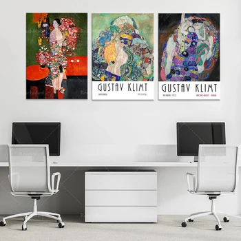 Gustava Klimta meitene, Gustava Klimta mākslas, plakātu drukāšana, modernās mākslas, Klimta izdrukas-Jūgendstila-idejas dāvanām-Sienu mākslas izdrukas