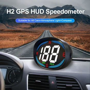 H2 Universālā HUD Head Up Displejs GPS Spidometrs Smart Rādītājs Visām Automašīnām Sīkrīkus, Aksesuāri, izmantojot USB Kabeli, Kompass Ātruma Signāls
