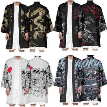 Hanfu Vīrieši, Valsts Jūra Ukiyo-e Pūķis Teng Attēls Japāņu Spoku Samurai Kimono Jaka ar Dūnu Aušanas Apmetnis Drēbes 3D Drukāšana