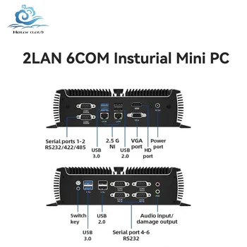Helorpc Fanless 2LAN6COM Rūpniecības Mini PC 8G 128G DDR4 MSATS Atbalsta Win10/11 LINUX WIFI, Bluetooth Pfense Firewall Datoru