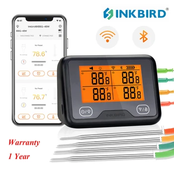 INKBIRD IBBQ-4BW Wi-Fi, Bluetooth Gaļas Digitālo Termometru Magnētisko Signālu Termometru, Virtuve, Nesmēķētāju Grilēšana ar 4 Zondēm