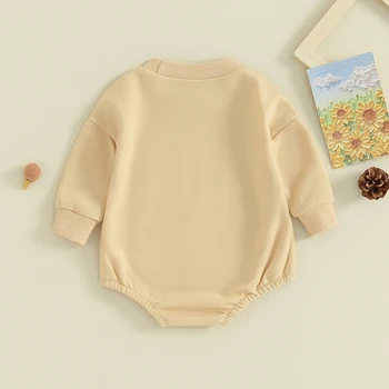 Infant Baby Girl Sporta Krekls Jumpsuit Vēstuli Tauriņš Drukāt Apaļu Kakla Garām Piedurknēm Romper Toddler Kritums Apģērbu