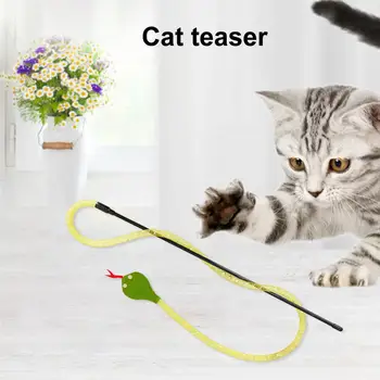 Interaktīvās Teasing Stick ar Zvaniņu Skaņas Reāli Čūska Dizaina Bite Izturīgs Mazina Garlaicība Pievilcīgu Kaķis Rotaļlietas