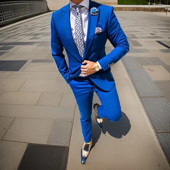Itāļu Stila Kāzu Uzvalki Vīriešu Vienu Krūtīm, Slim Fit 2 Gabali Līgavainis Tuxedos Groomsman Puse Uzvalks pēc Pasūtījuma gatavotas 2024