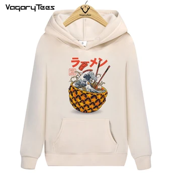 Japānas Stila Suši ananāsu ramen Drukāt Hoodies sporta Krekls Vasaras vīriešu Hip Hop Streetwear pelēkā vārna Top Mens Smieklīgi Ikdienas Topi