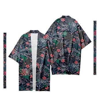Japāņu Sakura Modelis Garo Kimono Jaka Vīriešu Samurai Kostīmu Kimono Tradicionālo Kimono Krekls