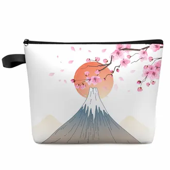 Japāņu Stila Mt. Fuji Sakura Liela Jauda, Ceļojumu Kosmētikas Soma Portatīvo Grims Uzglabāšanas Somiņa Sievietēm Ūdensizturīgs Zīmuli Gadījumā