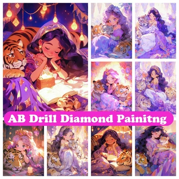Jasmine 5D DIY AB Dimanta Urbšanas Gleznu Izšūšana Disney Cartoon Princese Mākslas Cross Stitch Mozaīkas Rhinestones Hobijs, Mājas Dekoru