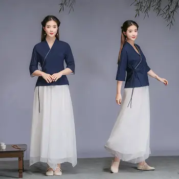 Jaunas Tai Chi Vienotu Tang Uzvalks Hanfu Ķīniešu Stilā Zen Uzvalks Vasaras Retro Sieviešu Tēja Uzvalks Tradicionālā Ķīniešu Apģērbi Sievietēm