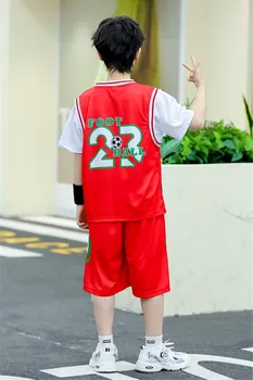 Jaunu 23/24 zēni un meitenes sarkanā basketbola jersey viltus divdaļīga bērnu komandas vienotus pamatskolas studentu apmācību B08