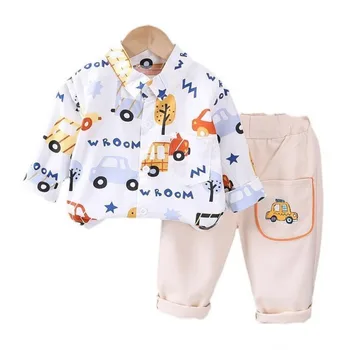 Jaunā Pavasara Rudens Bērnu Zēnu Drēbes Uzvalku Bērnu Ikdienas Krekls, Bikses 2gab/Komplekti Toddler Modes Karikatūra Kostīms Bērniem, Treniņtērpi