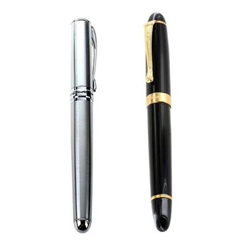 Jinhao 1gb Fountain Pen 450 Melns Ar Zeltu Plašu Nib & 1gb X750 Classic Silver Ct Tintes Pildspalva , Gluda Rakstīšanas Pildspalva