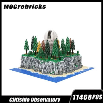 KM-89835 Mākslas radīšanas Cliffside Observatorija Moduļu Ēku Celtniecības Bloku Salikt Modelis Ķieģeļu Rotaļlietas Ziemassvētku Dāvanas