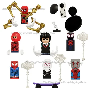 KT1069 Disney Spider-Man Anime Varoņiem Ķieģeļi Lelles Mini Rīcības Rotaļlietas Skaitļi Celtniecības Bloki Montēt Rotaļlietas, Dzimšanas diena Dāvanas