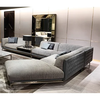 Karstā Pārdošanas Lielu Ādas Sākuma Luksusa Itāļu Moderna Dizaina Mēbeles, Dīvānu Komplekts L Formas Luksusa Frekvencēs Dīvāna Dzīvojamā Istabā Dīvāns