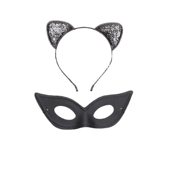 Kaķis Ausis Galvas stīpa ar Acu Masku Halloween Masku Masku Cosplay Piederumu Puses dod priekšroku