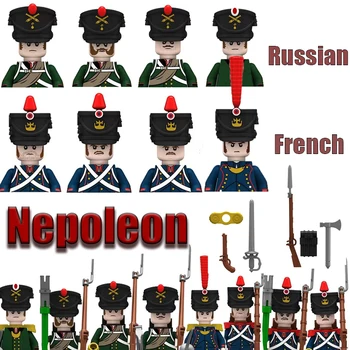 Km Militāro Napoleona Krievijas Francija Viduslaiku Attēls Celtniecības Bloki Armijas Lielgabalu Karavīrs Ar Zobenu Ieroči Piederumi Ķieģeļi Rotaļlietas