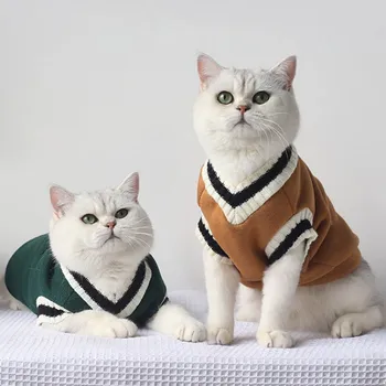 Koledžas Stila Kaķis Džemperis Ziemas Siltu Kaķu Apģērbu Mazajiem, Vidējiem Kaķis Kucēnu, Kaķu Veste Chihuahua franču Buldogs Yorkie Mētelis