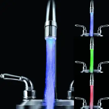 Krāsas RGB Mainot Kvēlsveces, LED Ūdens Jaucējkrāns, Dušas Krāna Galva Virtuves Spiediena Sensors Vannas Piederumu