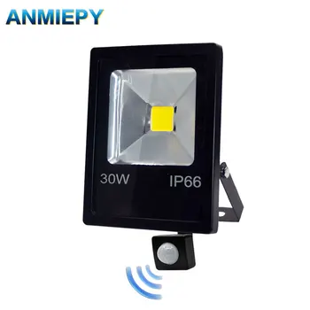 Kustības Sensors LED prožektors 10W 30W 50W AC 220V Ūdensizturīgu IP66 Atstarotājs Prožektors Lampai foco Led Eksterjera Vietas, Āra Gaismas