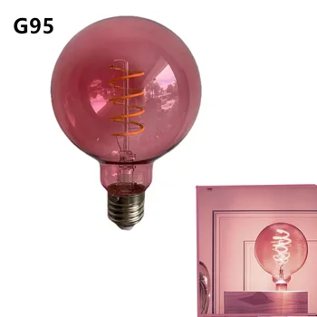LED Edison Kvēlspuldzes Rozā Rožu Mākslas Gaismas G95 Aptumšojami E27 4.2 W 4W 25W 220V 2300K 360 Grādu Enerģētikas Lampas