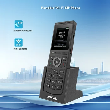 LINKVIL MUMS Pievienojiet Portatīvo Bezvadu SIP VoIP Audio Tālruņa Uzlādējams Uzņēmuma Birojā Domofons 1.8 m Kritums Aizsardzības Izturība