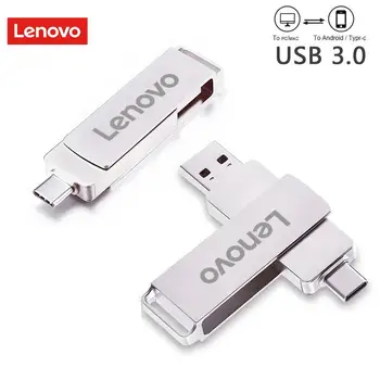 Lenovo 2TB Metāla Usb 3.0 Zibatmiņas Diskus, ātrgaitas Pendrive 1 TB 512 GB Usb Disku Portatīvo SSD Memoria Usb Flash Diska TIPS-C Adapteri