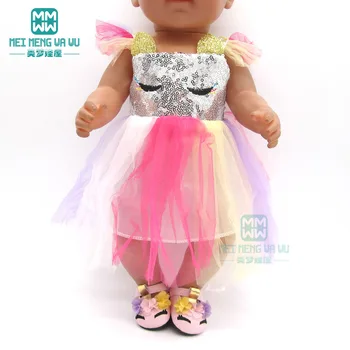 Leļļu Apģērbs rotaļlietas bērnu Sequined princese kleita Rozā, rozā, sarkano, balto Amerikāņu lelli un 43cm Jaunu born lelle un aksesuāri