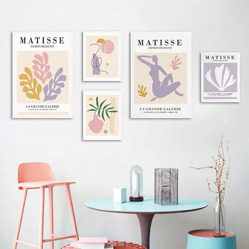 Matiss Vintage Plakāti un Izdrukas Audekls Mākslas Ziedu Līnijas Krāsošana Morandi Krāsas Sienas Dekoratīvās Mākslas Ainu Mājas viesistabā