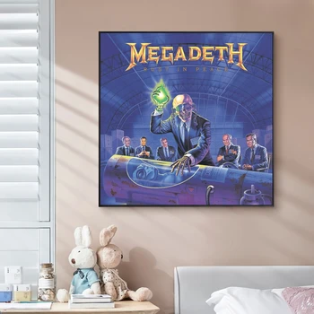 Megadeth Rūsas Miera Mūzikas Albuma Vāku Audekla Plakāta Hip Hop Reperis Pop Mūzikas Slavenību Sienas Gleznojums Mākslas Apdare