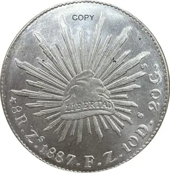Meksika 8 Reales 1887 Iet FR Pārklājumu Sudraba Monētu Kopijas
