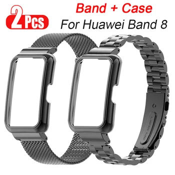 Metāla Aproce Huawei Joslā 8 Siksna Gadījumā Aizsargs Huawei Band 7 6 Pro Nerūsējošā Tērauda Aproce Par Godu Band 7 6 Vāciņu