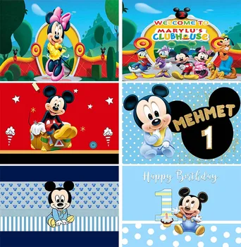 Mickey Mouse Fotogrāfijas Fons Mickey 1. Dzimšanas dienu Fonā Bērni Zēniem Zilā Apdare Bērnu Duša Puse Supplies