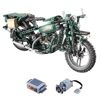 Militāro Motocikla Modelis DIY Motociklu Celtniecības Bloku Komplekts 3D Būvniecības Rotaļlietas Izglītības Elektriskās Rotaļlietas Mazulis Dāvanu Kolekciju