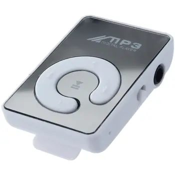 Mini Spogulis Klipu USB Digitālais Mp3 Mūzikas Atskaņotājs Atbalsta 8GB SD TF Karti Balts