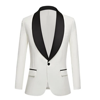 Modes Balts Vīriešu Uzvalki Lakatu, Atloks, Kāzu Līgavainis Uzvalku Slim Fit Oficiālu Banketu Žakete Terno Masculino Jaka