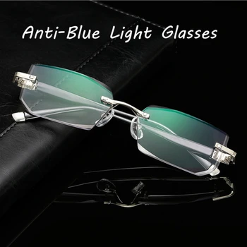 Modes Bez Apmales Vecuma Tālredzība Brilles Ultra Light Unisex Tālu Redzes Brilles Vīriešu Biznesa Zilā Gaisma Pretbloķēšanas Datoru Brilles