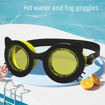 Modes Kaķis Formas Bērnu Peldēšanas Brilles, viengabala Silikona HD Ūdensizturīgs Anti-miglas Acu Aizsardzība Niršanas, Peldēšanas Brilles