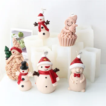 Multi Style Ziemassvētku Sniegavīrs Silikona Veidnē DIY Roku Ziepes, Sveces Sveķiem Pelējuma Aromātu, Ģipša, kas veic Piegādi Mājās Amatniecības Dekori