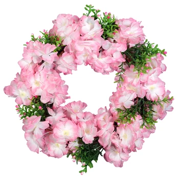 Mākslīgo Ziedu Rozā Ķiršu Ziedu Vainags Zīda Baltā Sakura Karājas Durvju Ziemassvētku Vainags Jauno Gadu Oranments Mājas Apdare